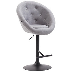 Decoshop26 Tabouret de bar design moderne forme œuf capitonné avec repose-pieds en métal noir tissu gris TDB10326 