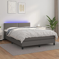 vidaXL Sommier à lattes de lit avec matelas et LED Gris 140x190 cm 