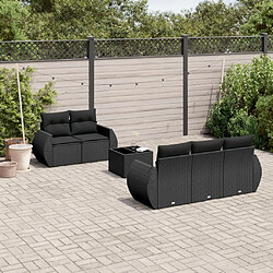 vidaXL Salon de jardin 6 pcs avec coussins noir résine tressée