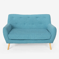 Avis LE ROI DU RELAX Canapé 2 places en tissu de style scandinave confortable moderne Irvine | Couleur: Bleu