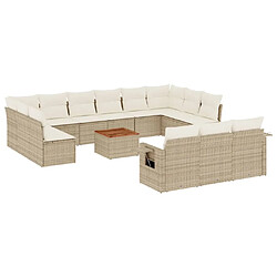 vidaXL Salon de jardin avec coussins 14 pcs beige résine tressée