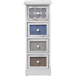 Mobili Rebecca Armoire Commode Blanc Gris Bleu Shabby Bois 4 Tiroirs 80x29x25 