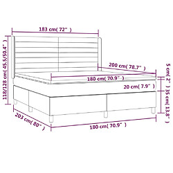 Maison Chic Lit adulte- Lit + matelas + LED,Sommier à lattes de lit matelas et LED Marron foncé 180x200cm -GKD82798 pas cher