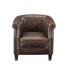 Vente-Unique Fauteuil club 100% cuir vieilli ENGUERRAND