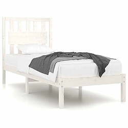 Maison Chic Lit Moderne Chambre - Cadre/structure de lit pour adulte Blanc Bois de pin massif 100x200 cm -MN12821