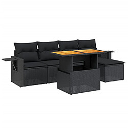 vidaXL Salon de jardin 6 pcs avec coussins noir résine tressée