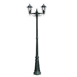 vidaXL Lampadaire de jardin 2 bras 215 cm Vert foncé/Noir Aluminium