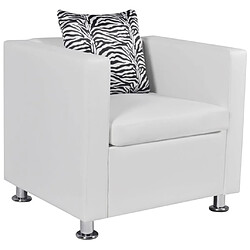 Helloshop26 Fauteuil chaise siège lounge design club sofa salon cuir synthétique blanc 1102079/3