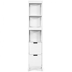 Helloshop26 Meuble colonne de salle de bain armoire haute de rangement ouvert avec 2 tiroirs en mdf 305x305x145cm blanc 20_0005038 