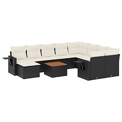 Maison Chic Salon de jardin 11 pcs avec coussins | Ensemble de Table et chaises | Mobilier d'Extérieur noir résine tressée -GKD16000