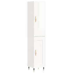 Maison Chic Buffet,Meuble de Rangement,commode pour salon,Cuisine Blanc brillant 34,5x34x180 cm Bois d'ingénierie -MN11125