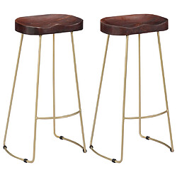 vidaXL Tabourets de bar Gavin lot de 2 bois de manguier massif