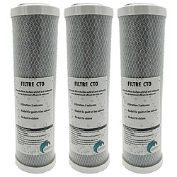 Desineo Lot de 3 cartouches charbon actif + sédiment 5 microns pour porte filtre 10 Pouces