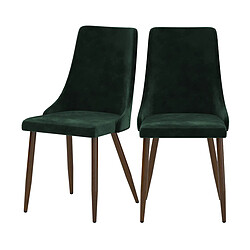 Rendez Vous Deco Chaise Vinni en velours vert (lot de 2) 