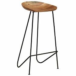 Avis Helloshop26 Lot de deux tabourets de bar design chaise siège bois d'acacia massif 1202088