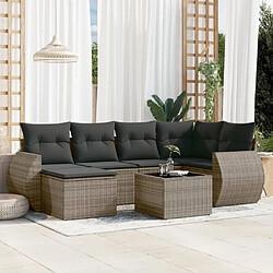 vidaXL Salon de jardin avec coussins 7 pcs gris résine tressée 