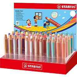 STABILO Crayons multi-talents woody 3 en 1, présentoir de 48 ()