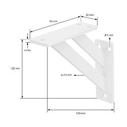 ML-Design 6x Équerres étagère mural support d'angle en aluminium blanc robuste 120x120 mm pas cher