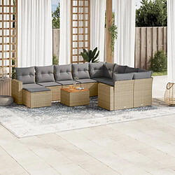 vidaXL Salon de jardin et coussins 11 pcs mélange beige résine tressée 