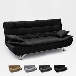 Modus Sofà Canapé convertible 2 places en microfibre design moderne Centenario, Couleur: Noir