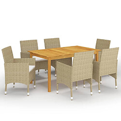 Maison Chic Ensemble de salle à manger de jardin 7 pcs,Table et chaises d'extérieur Beige -GKD267993