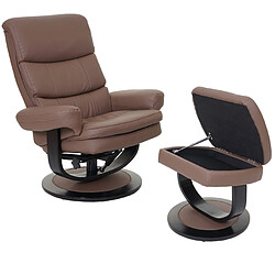 Decoshop26 Fauteuil de relaxation TV avec repose-pieds compartiment de rangement en synthétique couleur chocolat 04_0001946