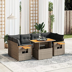 vidaXL Salon de jardin avec coussins 7 pcs gris résine tressée