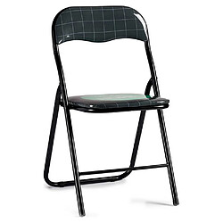 Lot de 2 CHAISES PLIABLE PVC BRILLANT PATES NOIRES HOME 48X44X79CM+GIFTDECOR