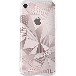 BIGBEN Coque semi-rigide transparente triangles rose doré pour iPhone SE (2020)/8/7