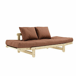 Acheter Inside 75 Banquette méridienne futon BEAT pin naturel tissu coloris brun argile couchage 75*200 cm.