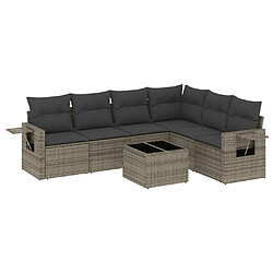 vidaXL Salon de jardin avec coussins 7 pcs gris résine tressée