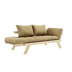 Avis Inside 75 Banquette méridienne futon BEBOP pin naturel coloris beige blé couchage 75*200 cm.