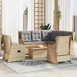 vidaXL Salon de jardin avec coussins 6 pcs beige résine tressée