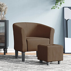 Maison Chic Fauteuil cabriolet et repose-pieds,Fauteuil luxe pour relax marron tissu -MN63645