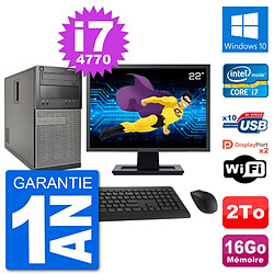 PC Tour Dell 7020 Ecran 22" Intel i7-4770 RAM 16Go Disque 2To Windows 10 Wifi · Occasion 