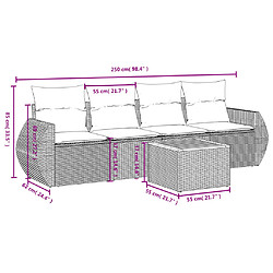 Avis vidaXL Salon de jardin 5 pcs avec coussins noir résine tressée