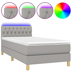 Sommier à lattes et LED,Cadre à lattes de lit avec matelas pour Adulte Gris clair 90x200cm -MN95644