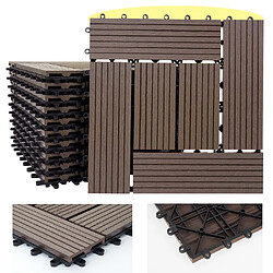 Acheter Decoshop26 Carrelage de sol WPC balcon terrasse aspect bois 11 pièces 30x30cm 1m² décalage en teck couleur café 04_0005437