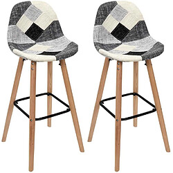 The Home Deco Factory Set de 2 tabourets de bar patchwork gris.