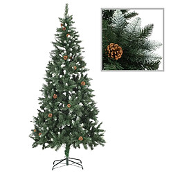 vidaXL Sapin de Noël avec pommes de pin et paillettes blanches 210 cm 