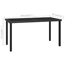 Acheter vidaXL Table à dîner de jardin Noir 140x70x73 cm Résine tressée