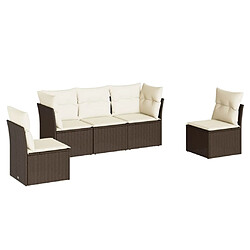 vidaXL Salon de jardin avec coussins 5 pcs marron résine tressée