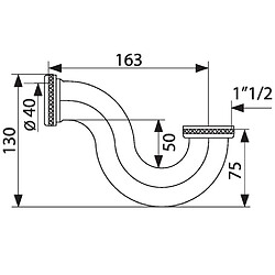 Valentin - Siphon tube baignoire en laiton chromé