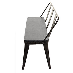 Mendler Banc à 3 places, HWC-H10, pour salle à manger,design chesterfield, industriel,gastronomie,similicuir~noir-gris