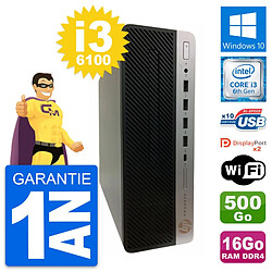 PC HP ProDesk 600 G3 SFF Intel i3-6100 RAM 16Go Disque Dur 500Go Windows 10 Wifi - Occasion