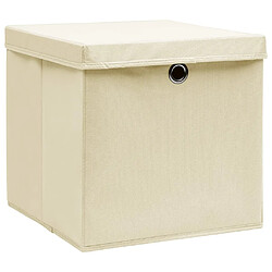 Maison Chic Lot de 10 Boîtes de rangement,Boîtes de stockage avec couvercles 28x28x28 cm Crème -MN436349