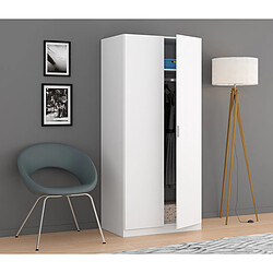 Acheter Armoire avec 2 portes coloris blanc - 180 x 81 x 52 cm -PEGANE-