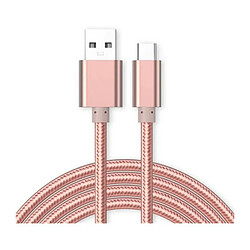 Cable Micro USB Nylon Renforce Longeur 2M Couleur Rose Little Boutik Couleur 