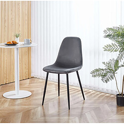 Acheter Hooma Lot de 4 chaises scandinaves confortables en velours et métal - Gris