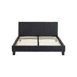 Acheter Vente-Unique Lit 140 x 190 cm - Simili - Noir + Matelas - CORNELIUS II